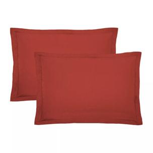 Lot de 2 taies percale de coton uni orange Olana rouille