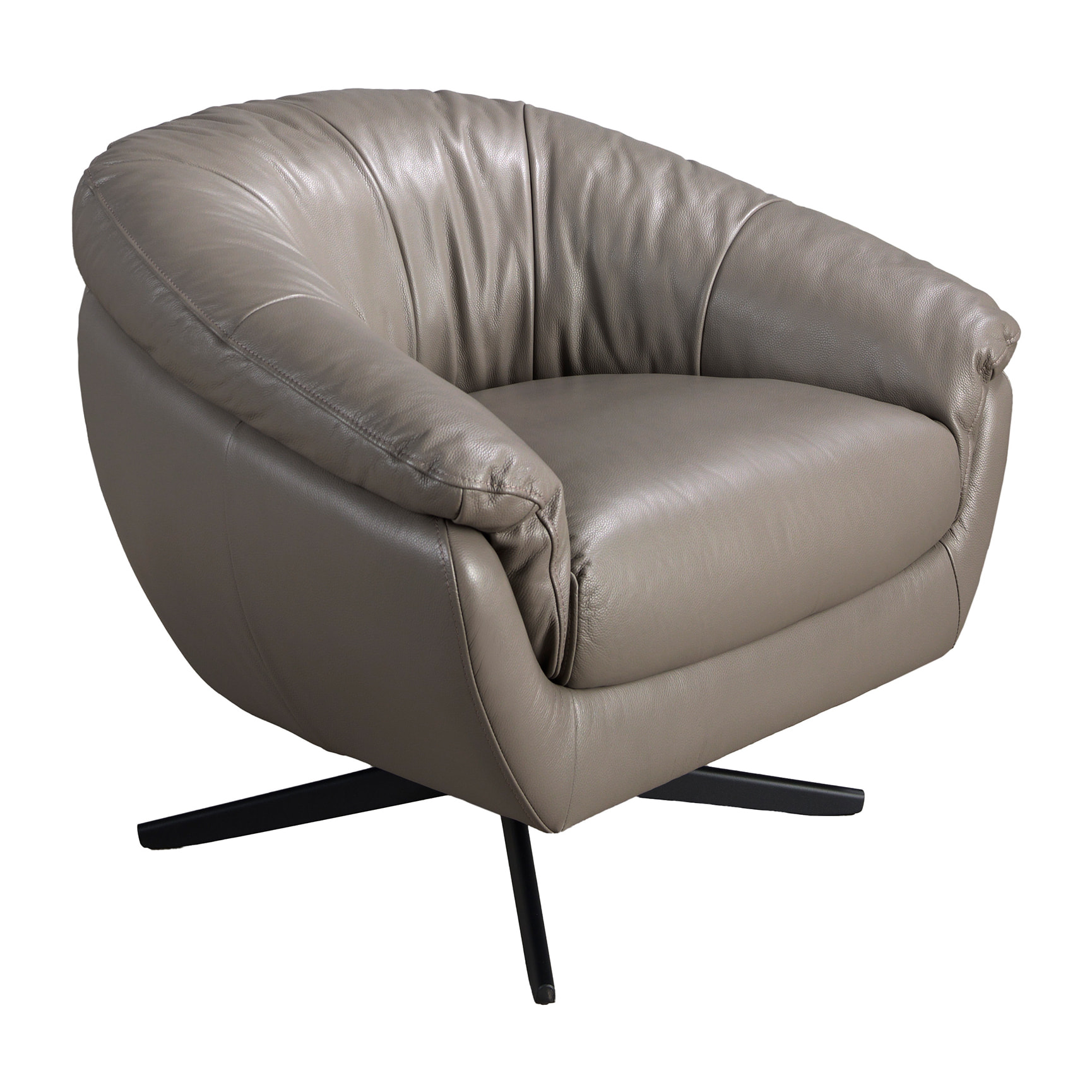 Sillón Angel Cerdá giratorio con reposabrazos con asiento y respaldo tapizados en piel de origen vacuno en gris patas de acero inoxidable en epoxi negro 87x85x74cm