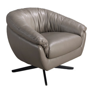 Sillón Angel Cerdá giratorio con reposabrazos con asiento y respaldo tapizados en piel de origen vacuno en gris patas de acero inoxidable en epoxi negro 87x85x74cm