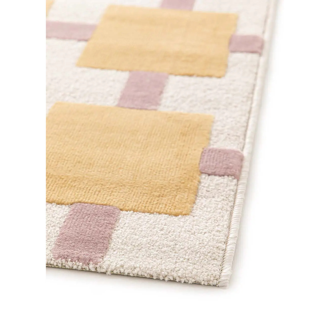 FLASHY Alfombra geométrica de pelo corto mostaza, varias medidas disponibles.