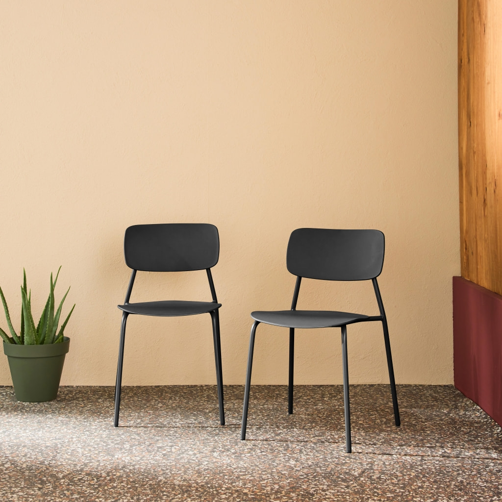 Chaise de jardin empilable acier et plastique (lot de 2) LIVA
