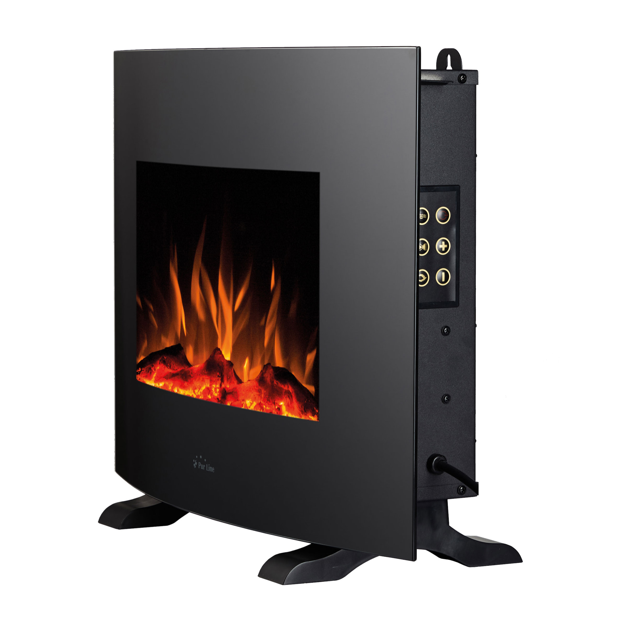 Chimenea Eléctrica de suelo 2000W cristal templado negro y patas CHE-320 PURLINE