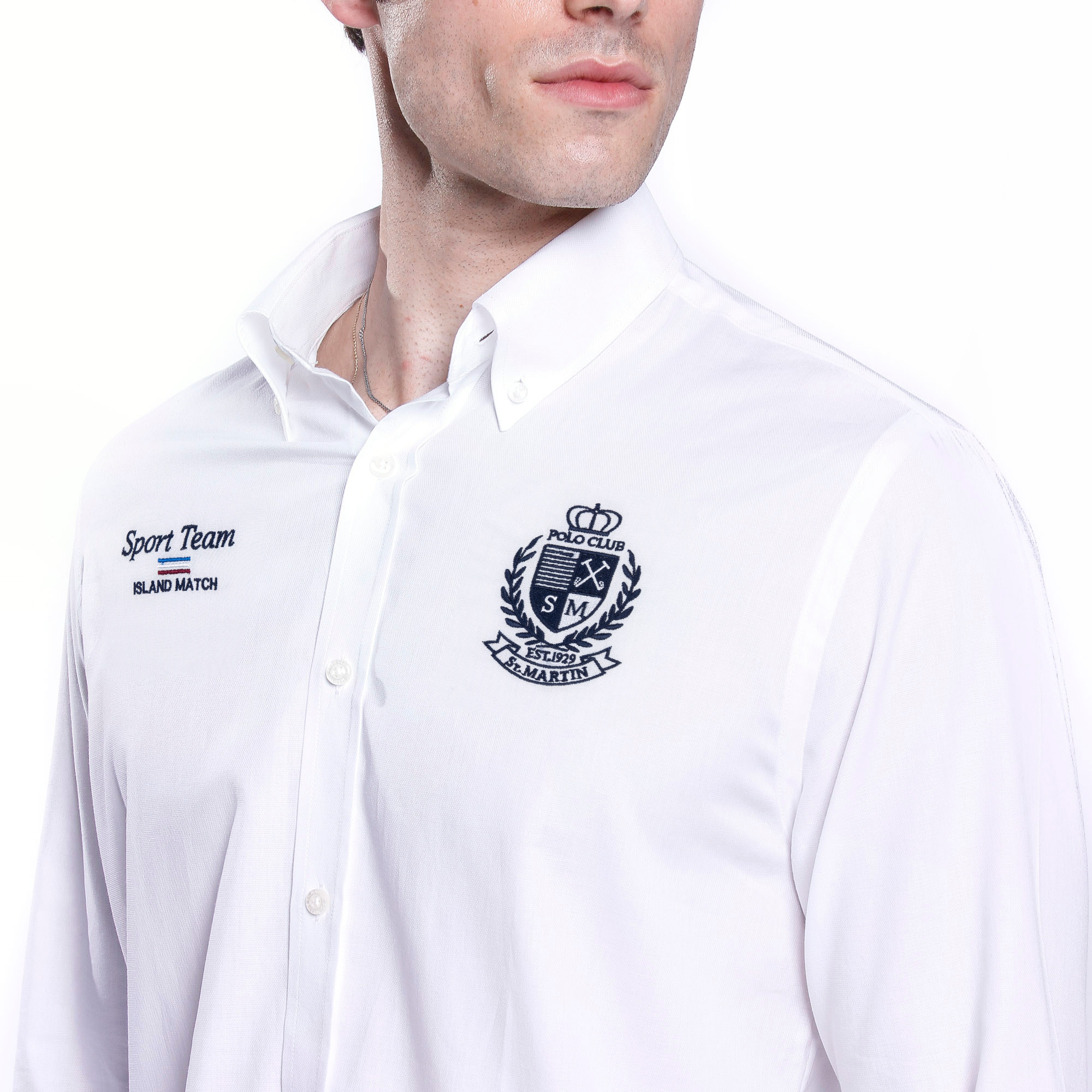 Camicia oxford con ricamo alloro e numero davanti