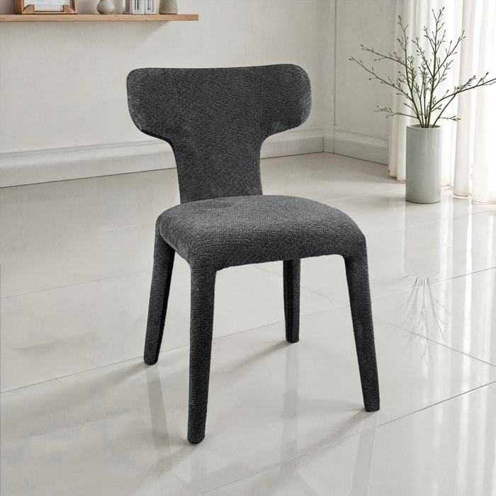 Lot de 2 chaises de salle à manger Tomasucci HERD, en tissu, anthracite, 60 × 50 × 81 cm