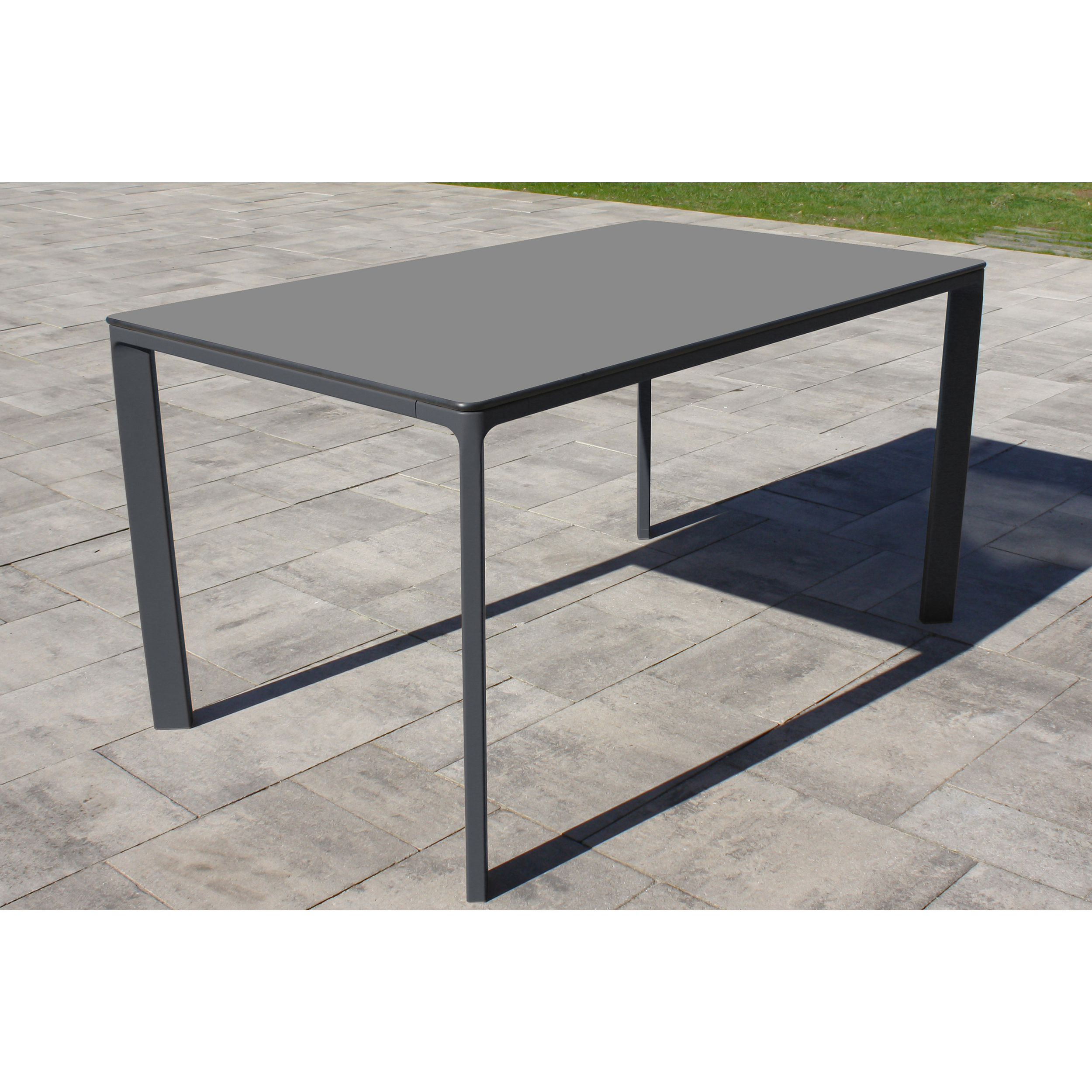 MEET - Ensemble repas de jardin 6 places en aluminium laqué gris anthracite