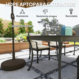 Base para Sombrilla Redonda Soporte para Parasol Pie para Sombrilla Rellenable con Agua 23L o Arena 28kg para Jardín Terraza Marrón