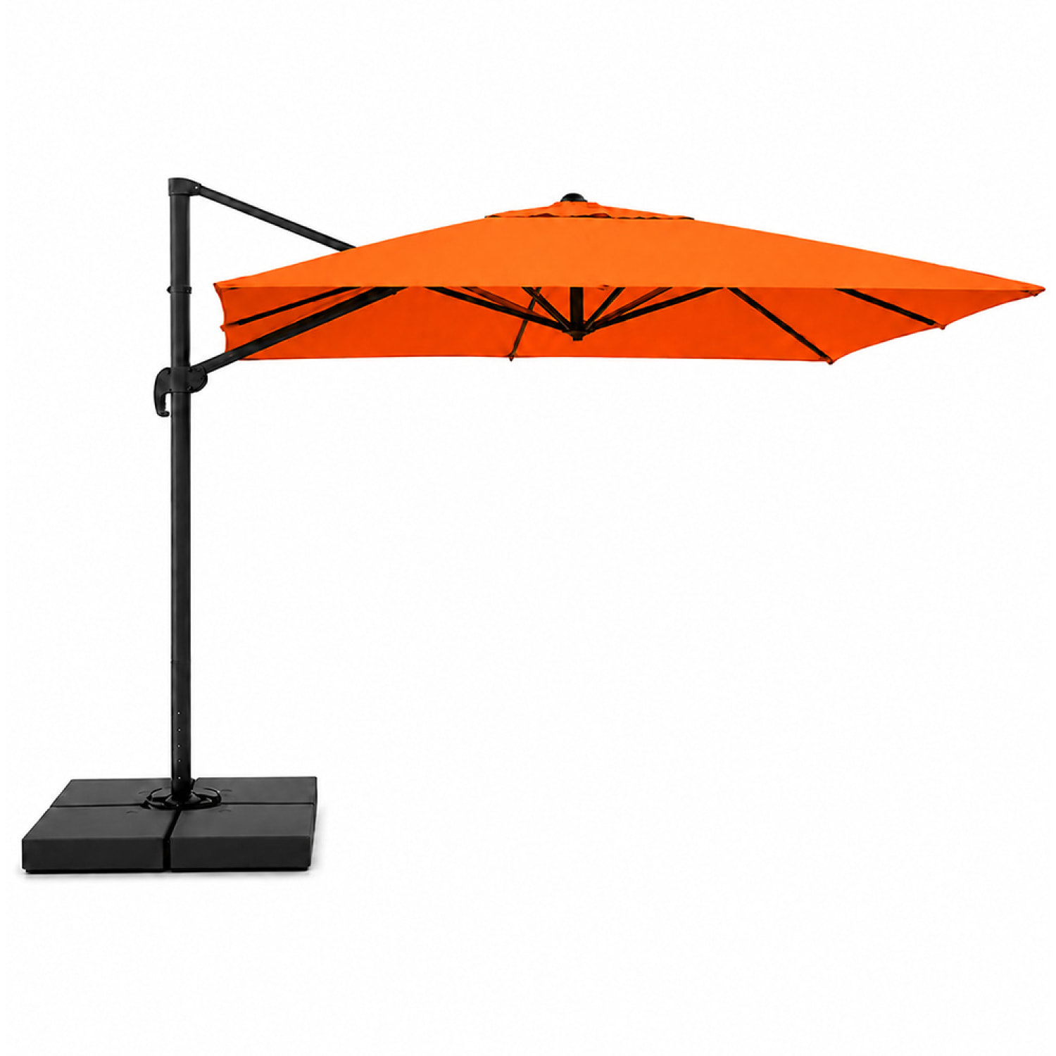 Parasol rectangulaire 3x4 déporté rotatif orange en aluminium GHAZIE