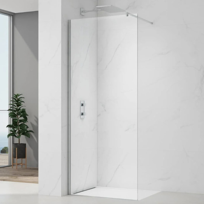 Project paroi de douche à l'italienne 70 cm avec accessoires de montage, chrome brillant (SATBWIPRO70)