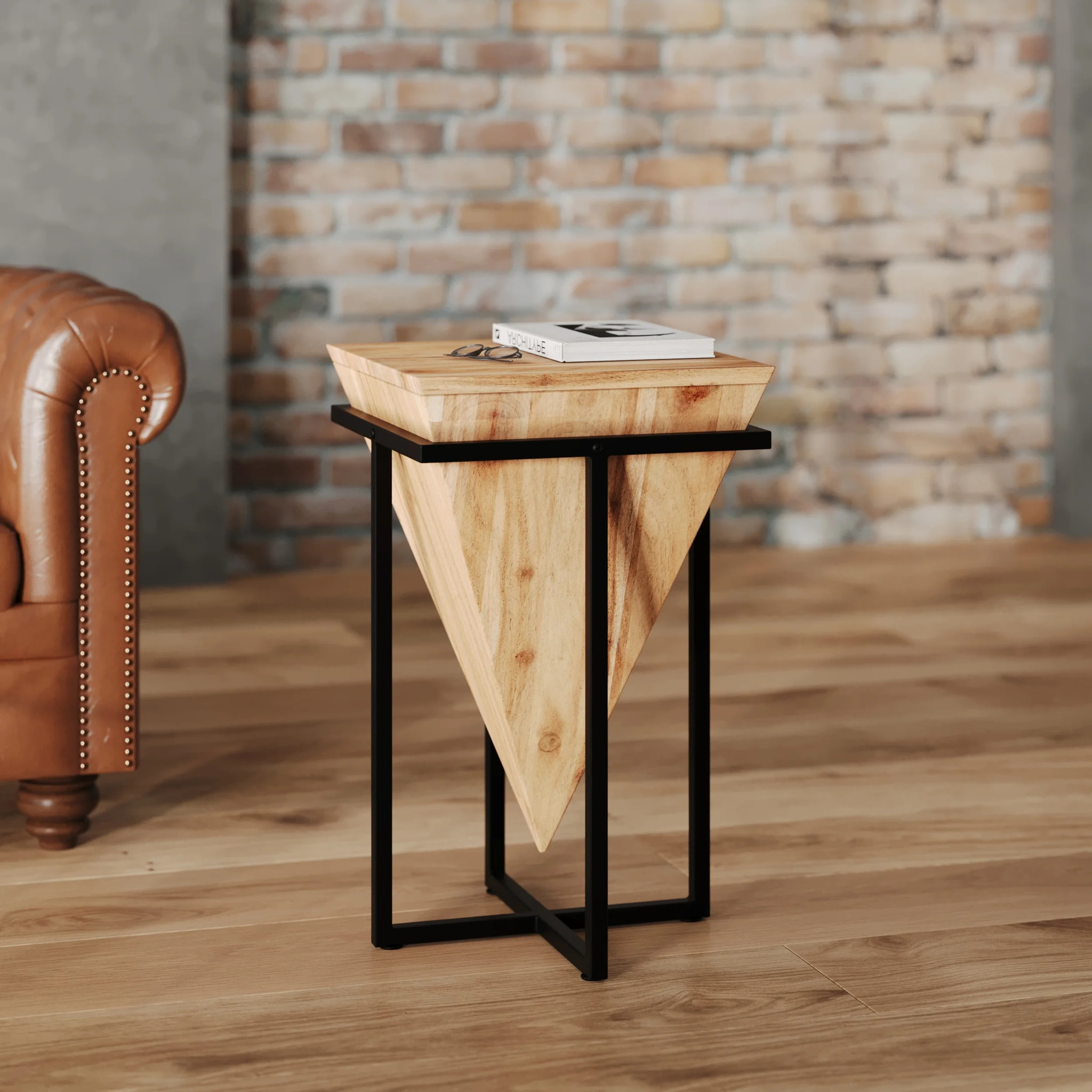 Grande sellette en bois d'acacia et métal - Shanghai