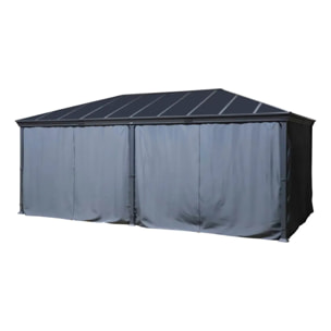 Rideau pour Pergola autoportante Belize 6x3,6 m gris ardoise