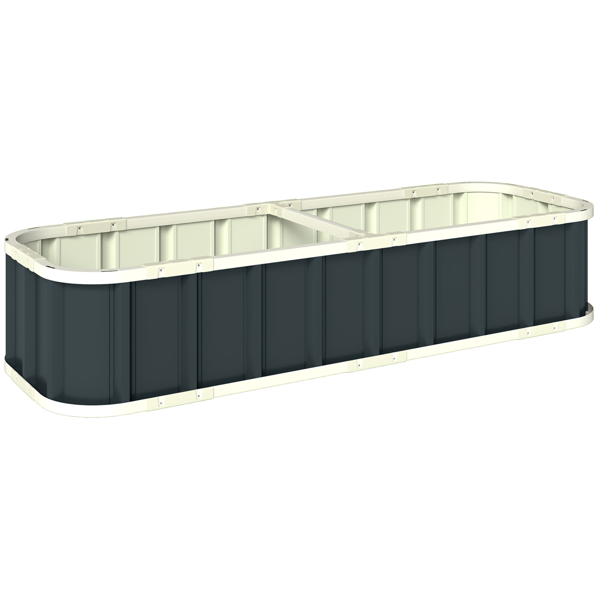 Carré potager de jardin dim. 165 x 52 x 31 cm tôle d'acier ondulée anthracite blanc