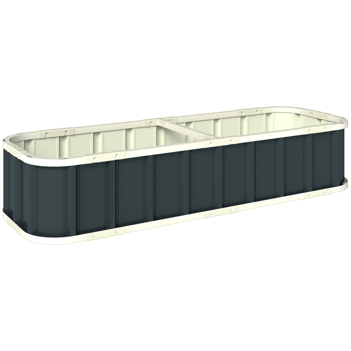 Carré potager de jardin dim. 165 x 52 x 31 cm tôle d'acier ondulée anthracite blanc