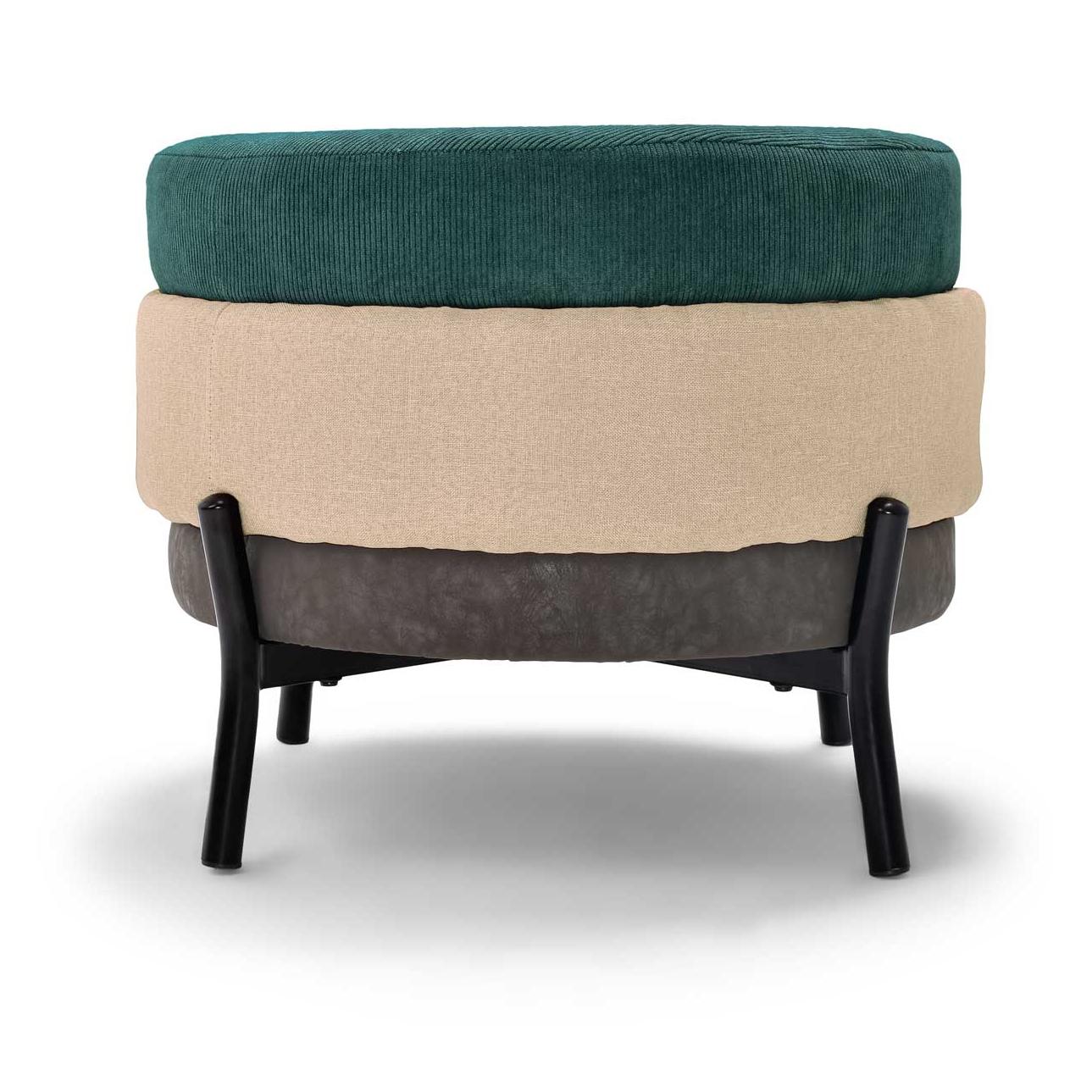 HAMBURG - Pouf rotondo a 3 stati in PU/velluto/tessuto beige