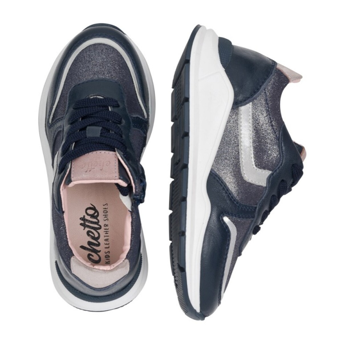 Sneaker de piel con cremallera lateral