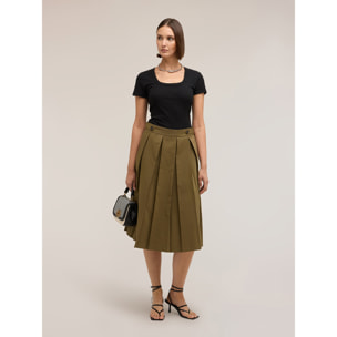 Motivi - T-shirt in jersey a coste con cut-out - Nero