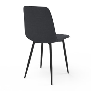Chaises Fiona velours gris foncé pieds métal noirs - lot de 6