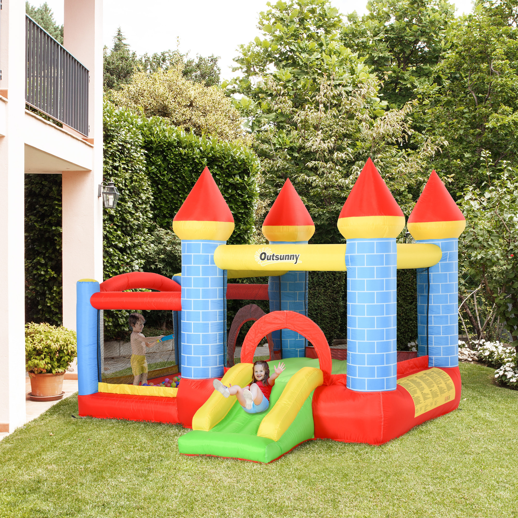 Castillo Hinchable con Tobogán y Cama de Salto para Niños 300x275x210 cm