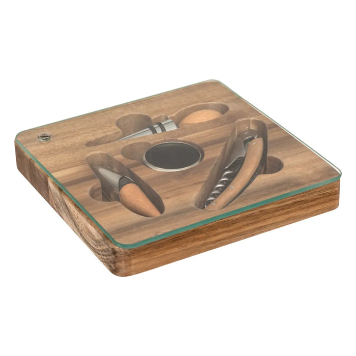 Coffret sommelier Jules 4 porte(s) marron L16xp2,5xH16cm