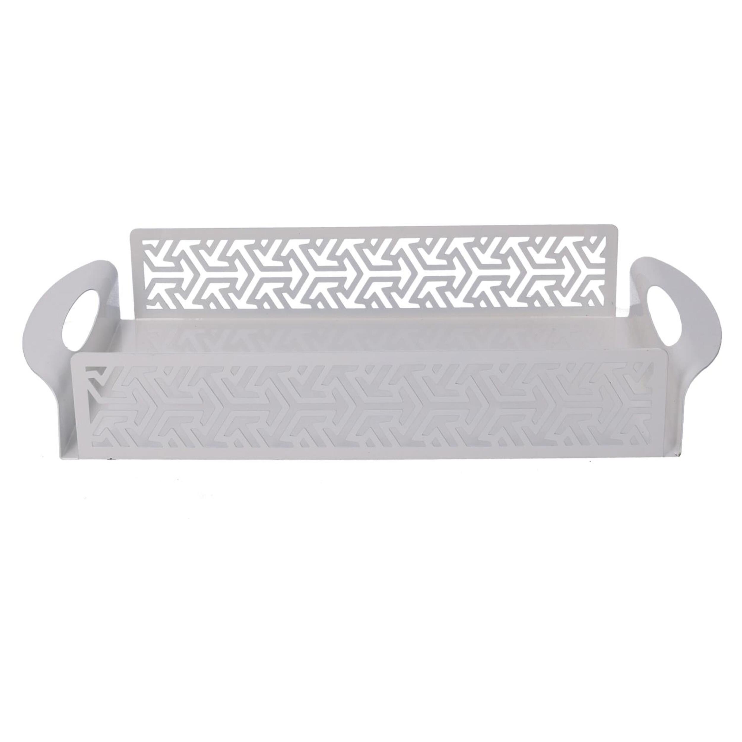 Vassoio in metallo frecce bianco rettangolare cm41x20h6,5