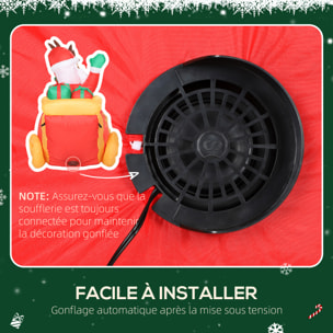 Traîneau Père Noël gonflable LED avec 2 rennes - matériel fixation et souffleur inclus - polyester