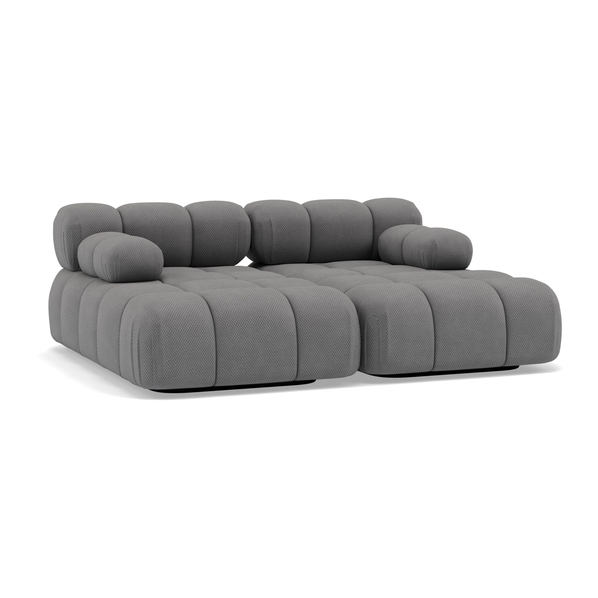 Ruby - canapé droit 4 places avec double méridienne - assise profonde - en velours texturé - Gris