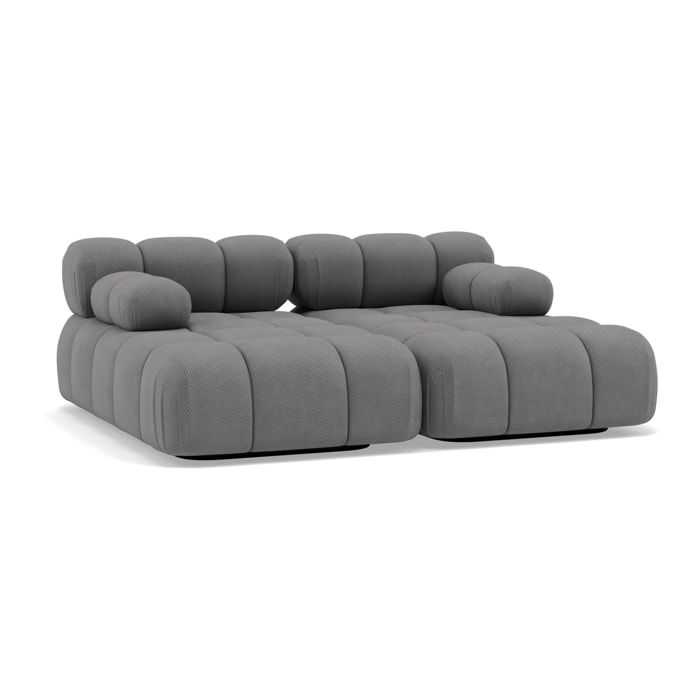 Ruby - canapé droit 4 places avec double méridienne - assise profonde - en velours texturé - Gris