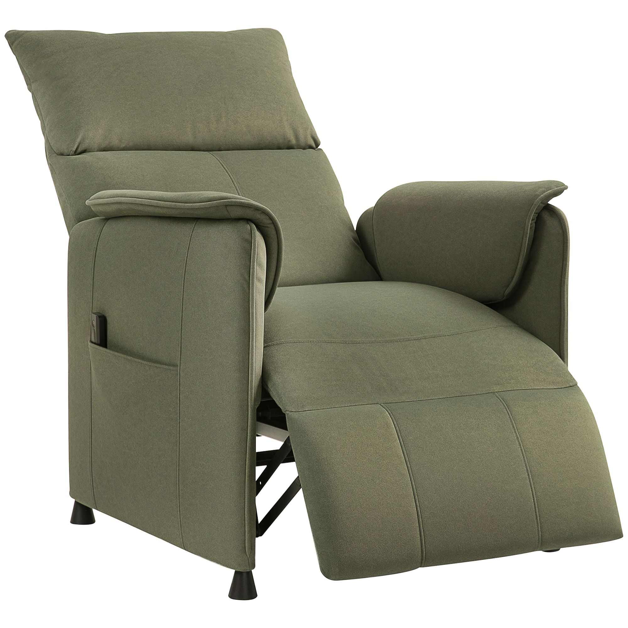 Sillón Relax Reclinable Eléctrico Sillón Reclinable Silencioso con Función Memoria Reposapiés Mando a Distancia Bolsillos Laterales Tela Apto para Mascotas para Dormitorio Salón Verde Oscuro