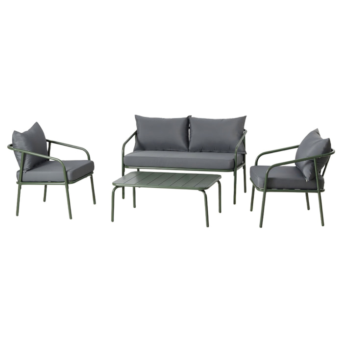 Salon de jardin 4 places kaki EVORA