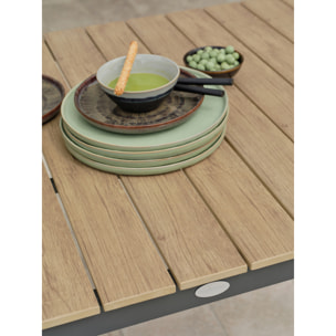 BOSTON - Table de jardin en alu plateau en polywood imitation bois