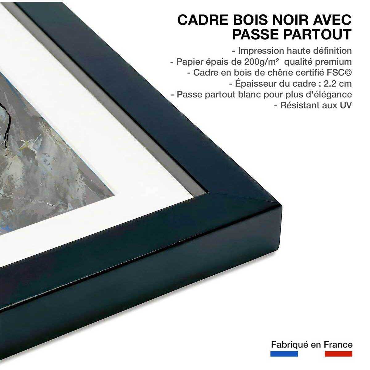 Affiche reproduction abstract art pol Affiche + cadre en bois - Noir