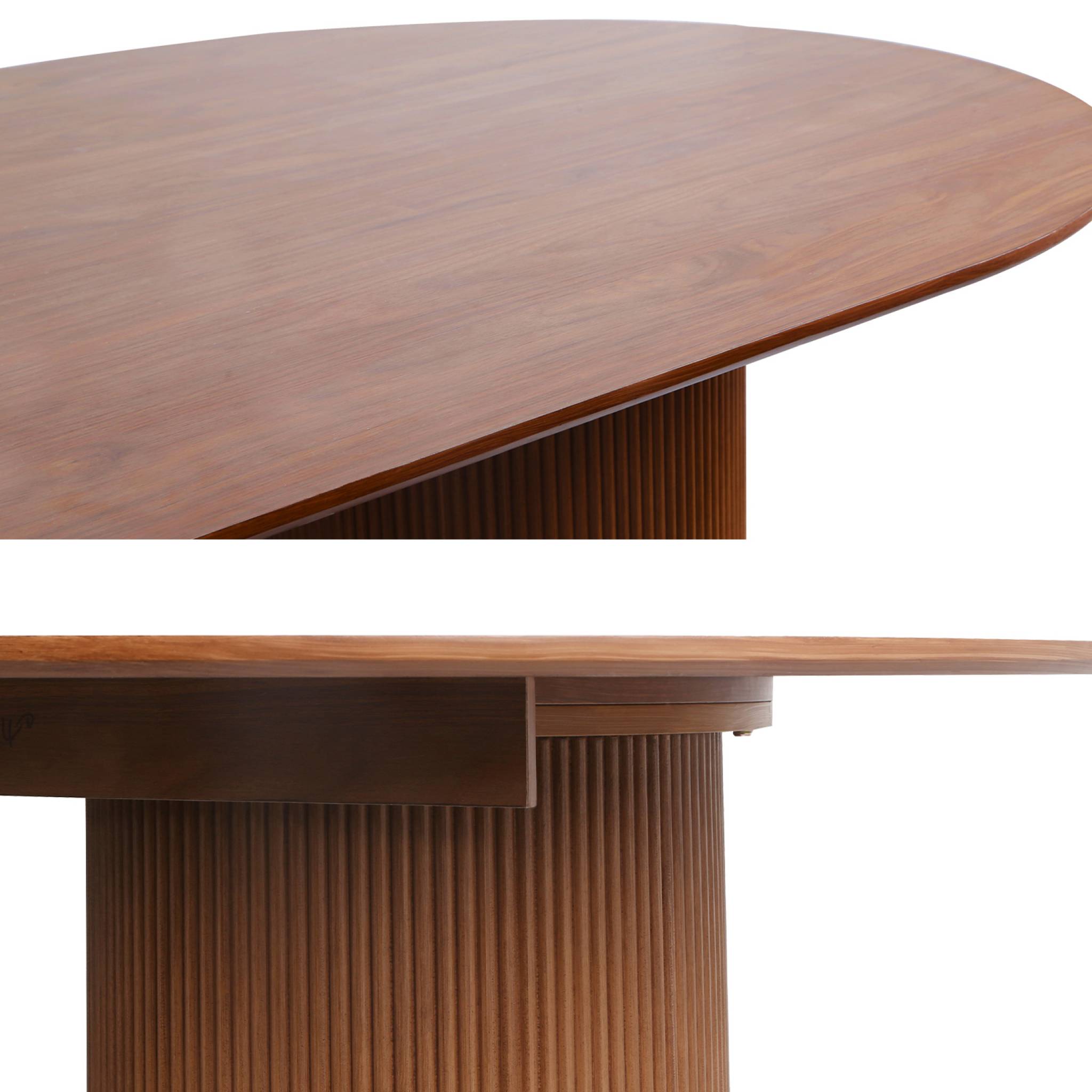 Table à manger oblongue effet bois sculpté 4-6 places. couleur noyer. 180cm