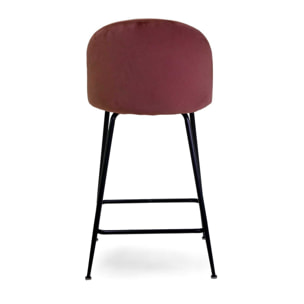 Sgabello Sammi Vacchetti in velluto rosa antico con struttura nera cm44x48h91