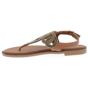 Marina Galanti Scarpe Donna Flat Sandals Flip-Flop Jewel MG 1E168 Gold