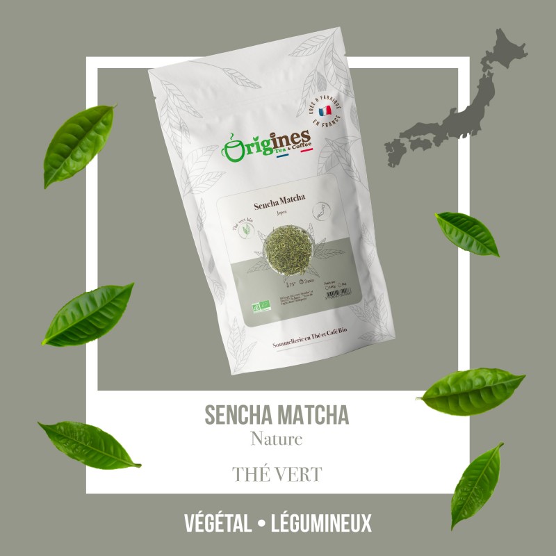 Sencha/Matcha - Thés verts Bio du Japon - Sachet 100g