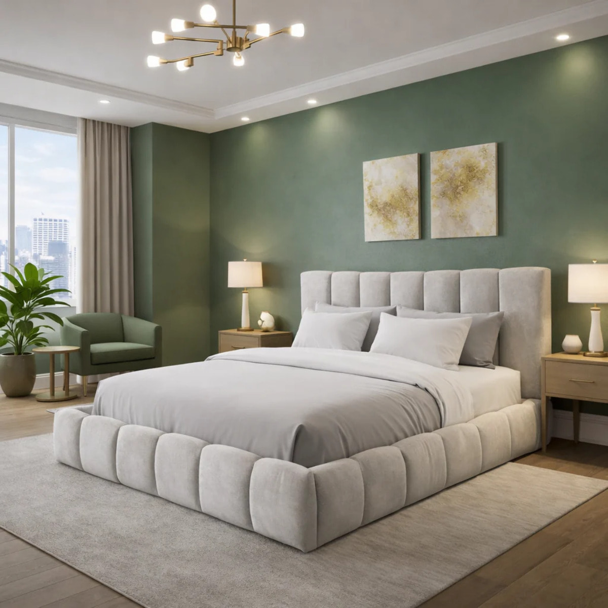 Lit coffre Everest avec tête de lit en tissu épais