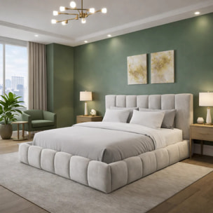 Lit coffre Everest avec tête de lit en tissu épais