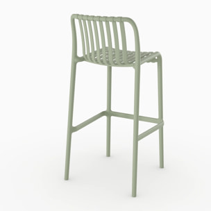 Lot de 2 chaises de bar de jardin 76 cm en plastique vert pastel - Duli