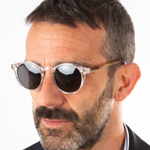 Gafas de sol OCEAN BOWIE - Blanco transparente mate con patillas en carey y / Ahumada