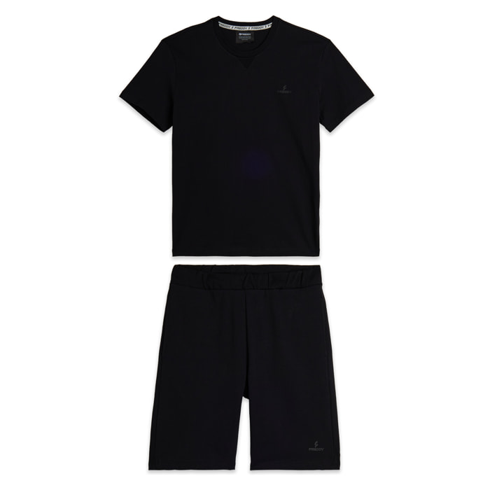 Completo sportivo in cotone con t-shirt e bermuda
