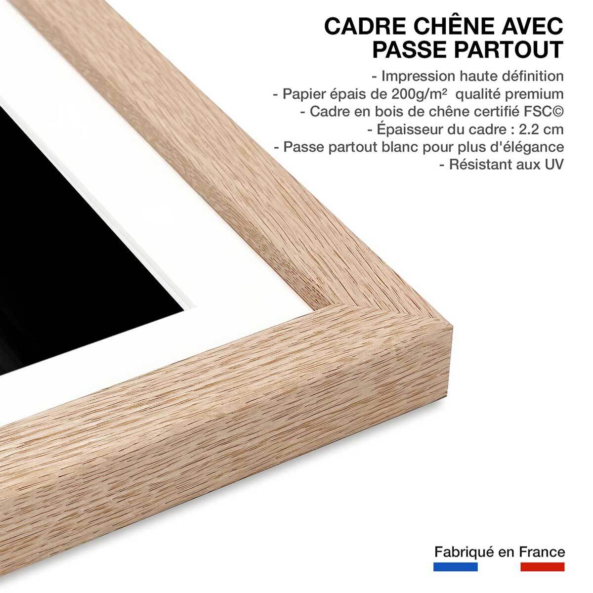Affiche lumière sur paris Affiche + cadre en bois - Chêne