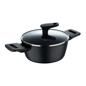cacerola baja ø20cm 2,2l con tapa en aluminio forjado color negro