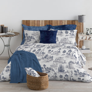 Funda nórdica El Caballo PAISAJE TOILE DE JOUY Azul - 100% algodón -