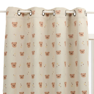 Rideau occultant enfant Billie 140x260cm beige motif oursons