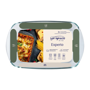 Fuente de horno rectangular 32,5x20,2x5,2cm - 2l vidrio borosilicato, resistente para cocinar y servir expert san ignacio