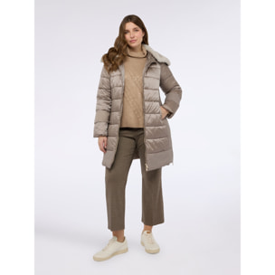 Fiorella Rubino - Plumífero bimaterial con relleno de Sorona® Aura - Beige