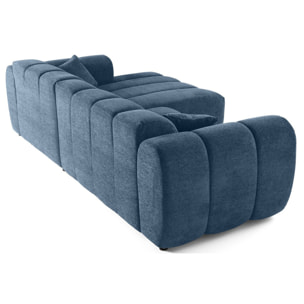 Curtis - canapé d'angle droit 4 places en tissu texturé - Bleu