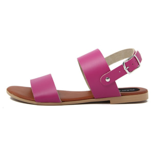 Sandali Flat Made in Italy in pelle colore Rosa, Altezza tacco 1,2 cm