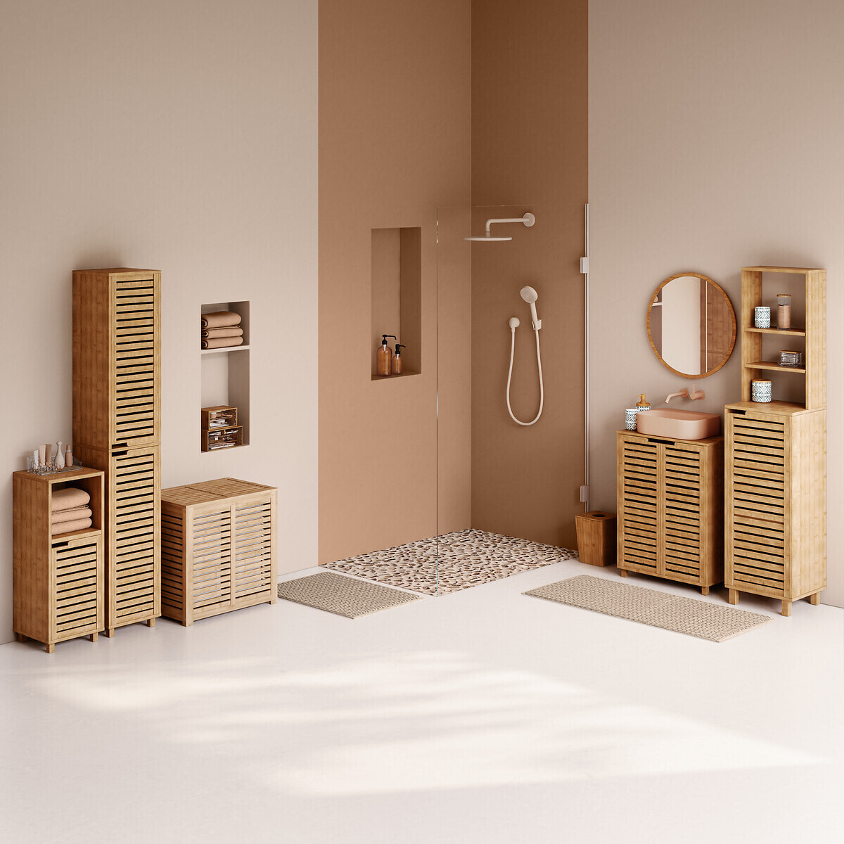 Meuble bas sous lavabo Bambou Sicela