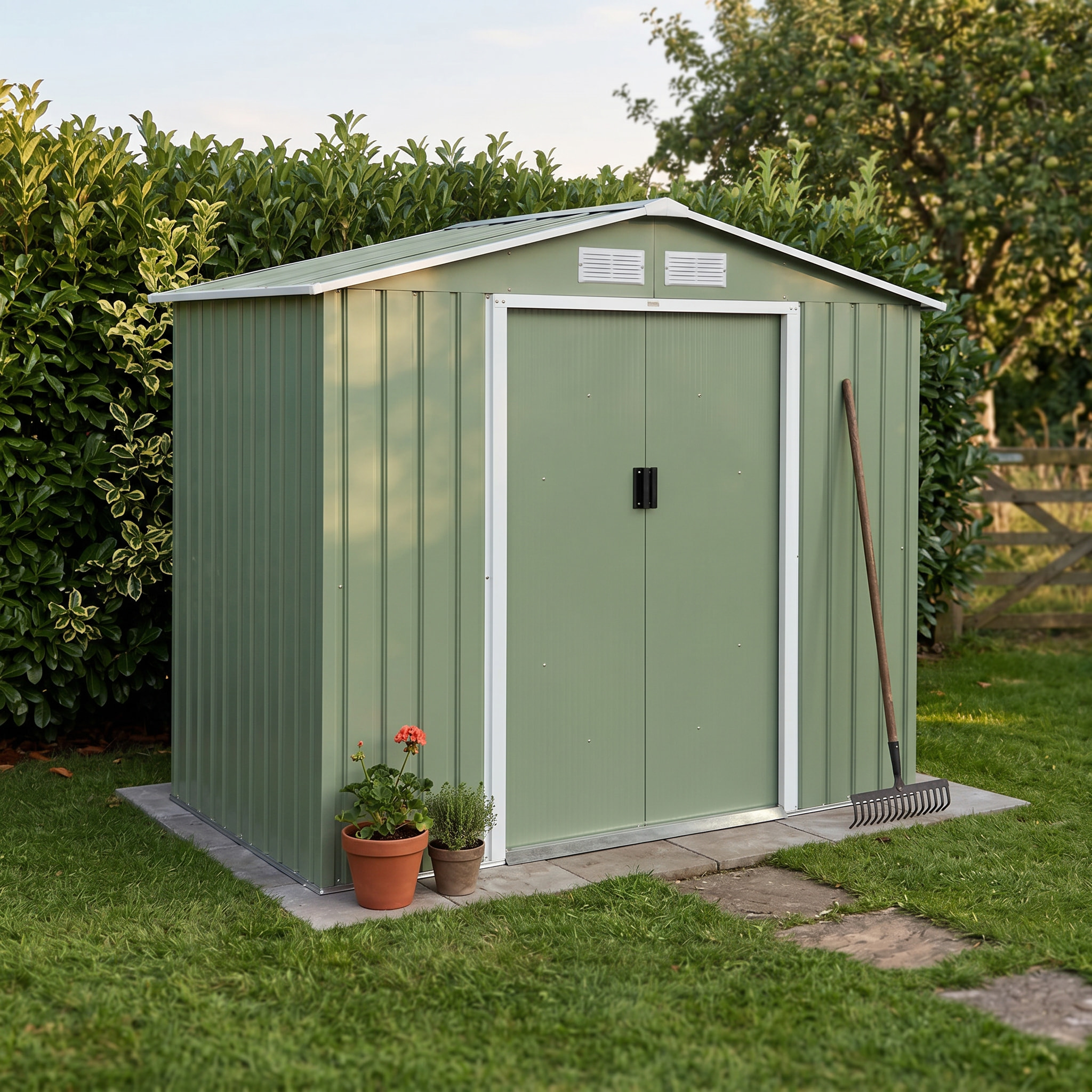 Abri de jardin métal 2,71m² avec kit d'ancrage HOUTLAND