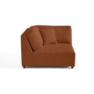 Garance - module d'assise d'angle réversible - en velours côtelé - Terracotta